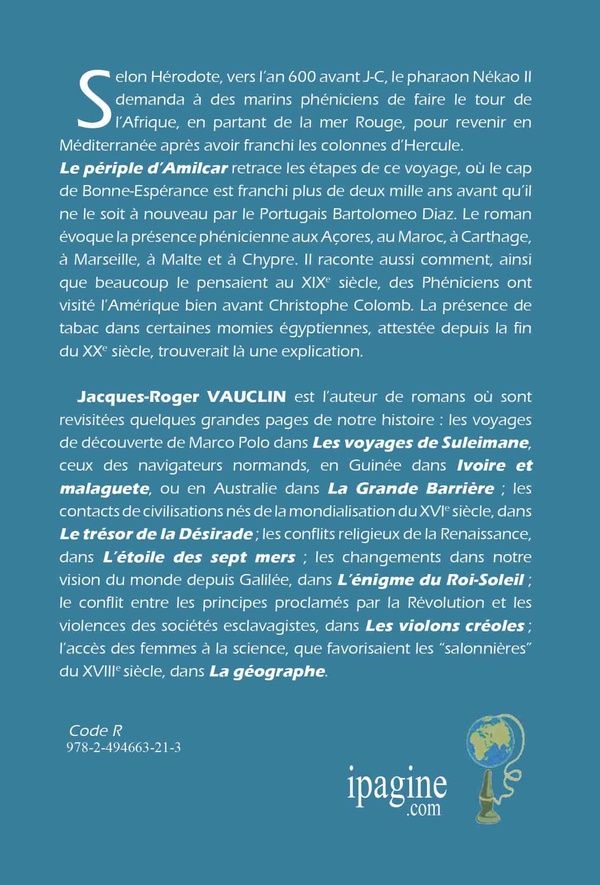 Quatrième de couverture de « LePériple d'Almicar : Le tour d'Afrique des Phéniciens du Pharaon Nékao »