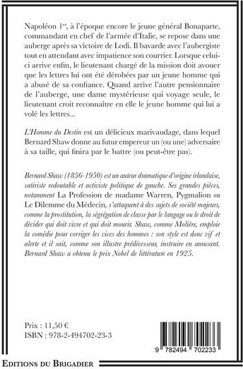 Quatrième de couverture de « L'HOMME DU DESTIN »