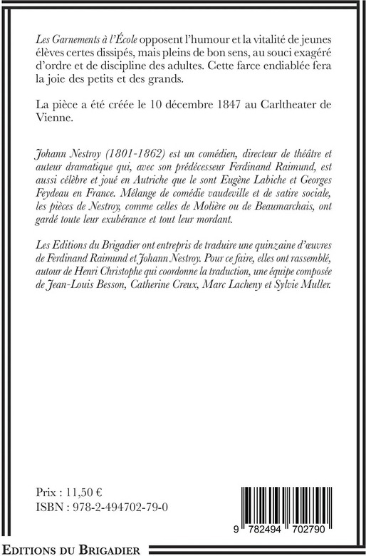 Quatrième de couverture de « LES GARNEMENTS A L'ECOLE »
