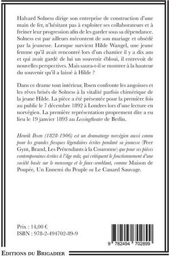 Quatrième de couverture de « SOLNESS LE CONSTRUCTEUR »