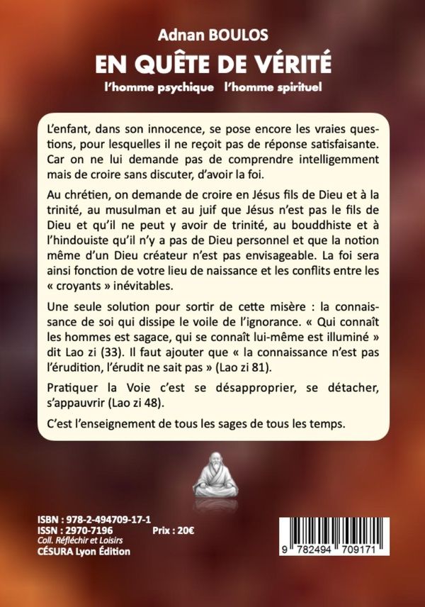 Quatrième de couverture de « En quête de vérité : l'homme psychique - l'homme spirituel »