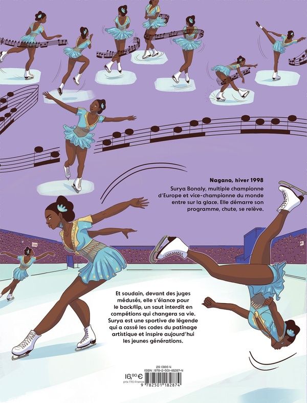 Quatrième de couverture de « Surya Bonaly : le feu sur la glace »