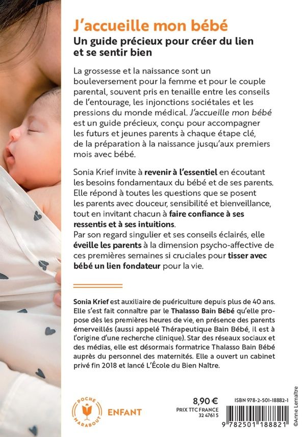 Quatrième de couverture de « J'accueille mon bébé : se faire confiance, se rencontrer, créer du lien »