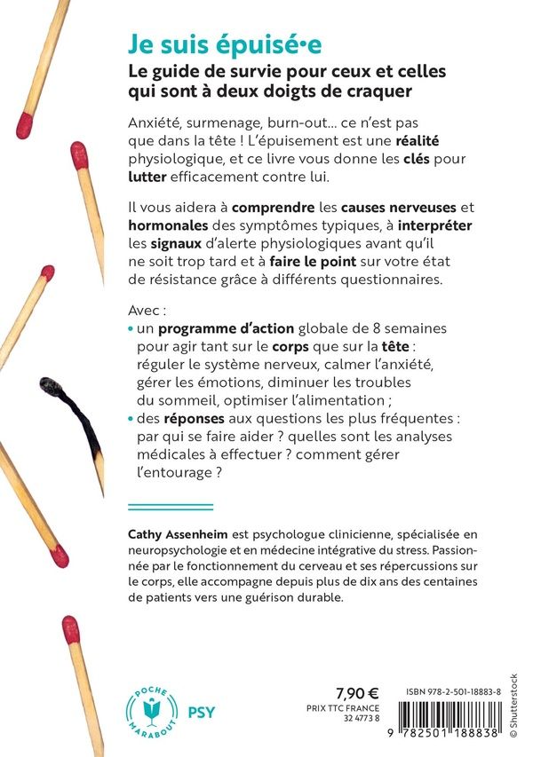 Quatrième de couverture de « Je suis épuisé·e ! : anxiété, burnout, le guide pour reprendre le contrôle »