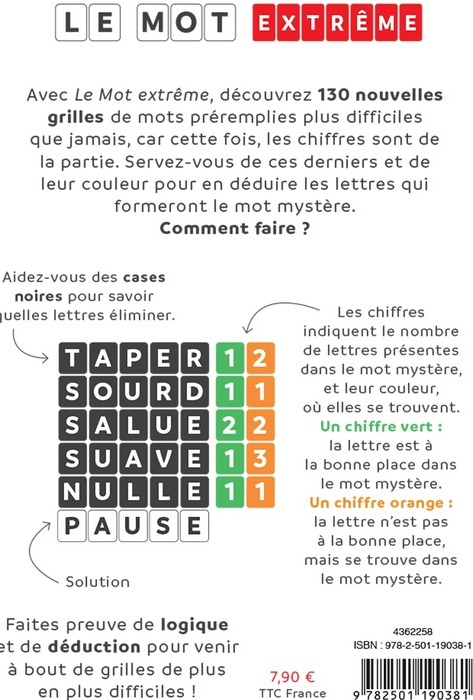 Quatrième de couverture de « Le mot extrême : 130 grilles de mots à compléter ! »