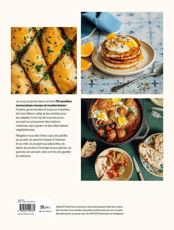 Quatrième de couverture de « Ma cuisine marocaine : 70 recettes twistées de Paris à Marrakech »