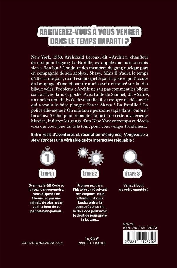 Quatrième de couverture de « Vengeance à New York »