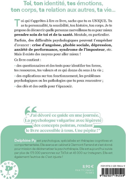Quatrième de couverture de « Le guide de ta santé mentale »