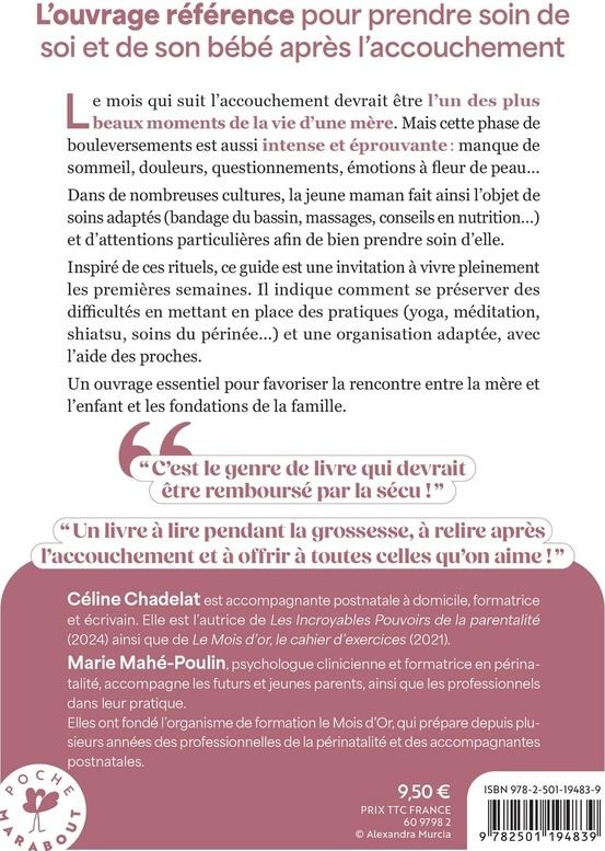 Quatrième de couverture de « Le mois d'or : bien vivre le premier mois après l'accouchement »