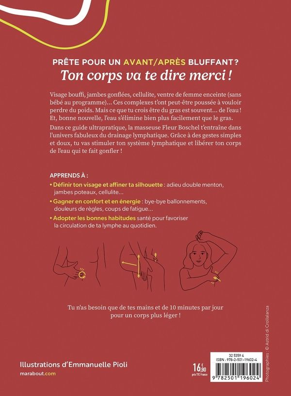 Quatrième de couverture de « C'est pas du gras, c'est de l'eau ! : Le guide du drainage lymphatique à la maison »