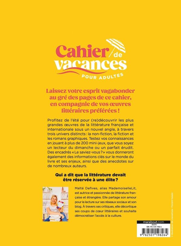 Quatrième de couverture de « CAHIER DE VACANCES LITTERATURE »