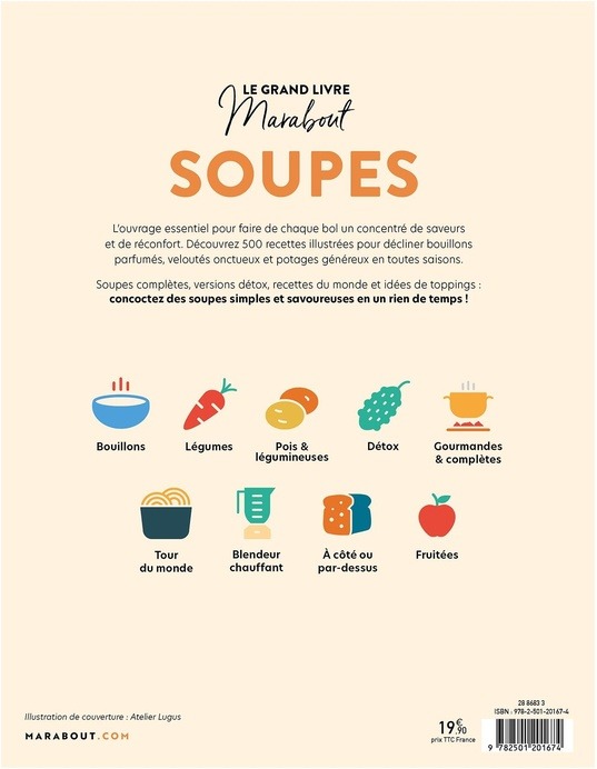 Quatrième de couverture de « LE GRAND LIVRE MARABOUT DES SOUPES »