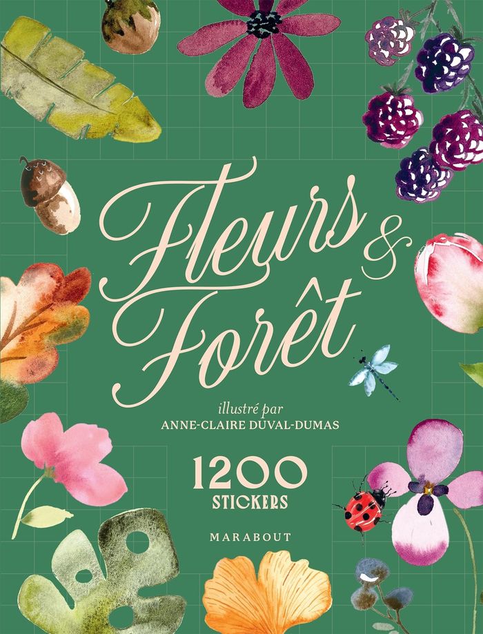 Couverture du livre « STICKERS FLEURS ET FORET - 1200 STICKERS », librairie Les Contes Infusés à Corte
