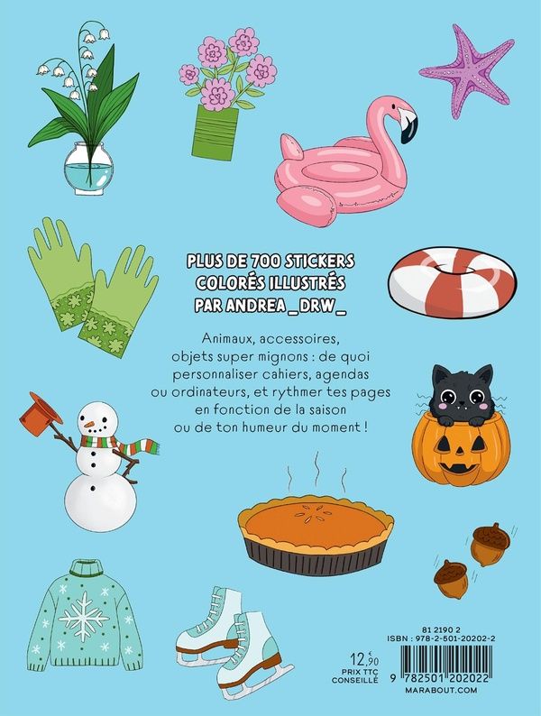 Quatrième de couverture de « CUTE 'N' COSY - LES 4 SAISONS - PLUS DE 700 STICKERS »