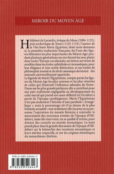 Quatrième de couverture de « VIE DE MARIE L'EGYPTIENNE »