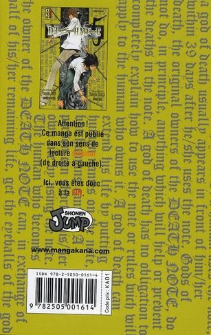 Quatrième de couverture de « DEATH NOTE - TOME 5 »