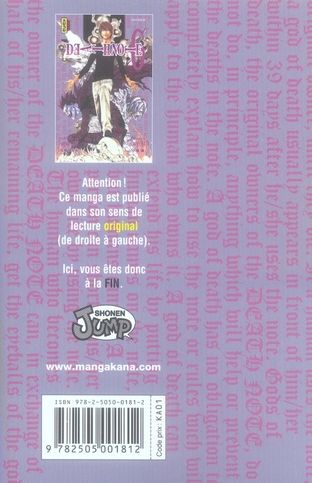 Quatrième de couverture de « DEATH NOTE - TOME 6 »