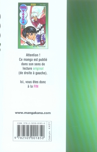 Quatrième de couverture de « Inu Yasha »