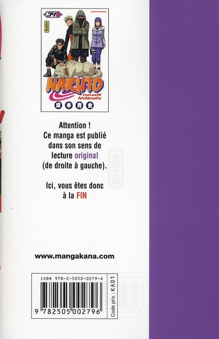Quatrième de couverture de « Naruto »