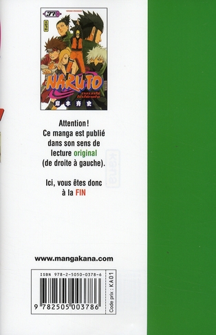 Quatrième de couverture de « Naruto »