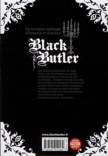 Quatrième de couverture de « Black Butler »