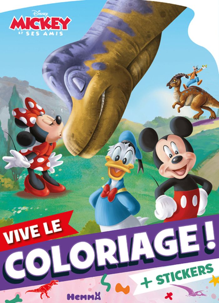 Couverture du livre « DISNEY MICKEY ET SES AMIS - VIVE LE COLORIAGE ! (MICKEY DINOSAURES) » de Collectif, librairie Les Contes Infusés à Corte