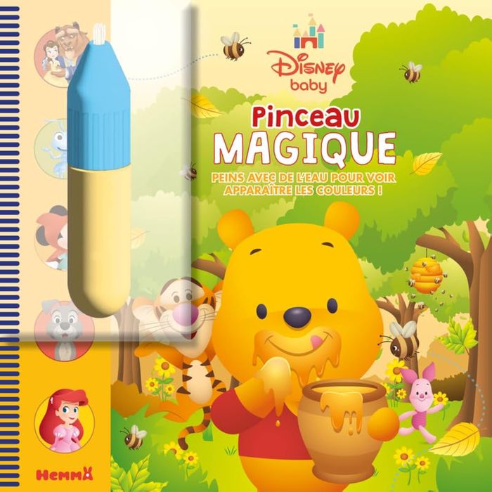 Couverture du livre « DISNEY BABY - PINCEAU MAGIQUE (WINNIE) - PEINS AVEC DE L'EAU POUR VOIR APPARAITRE LES COULEURS ! » de Collectif, librairie Les Contes Infusés à Corte