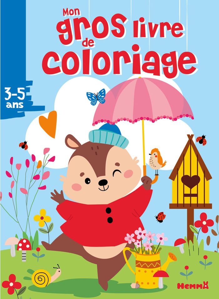 Couverture du livre « MON GROS LIVRE DE COLORIAGE (ECUREUIL OMBRELLE) » de Collectif/piette, librairie Les Contes Infusés à Corte