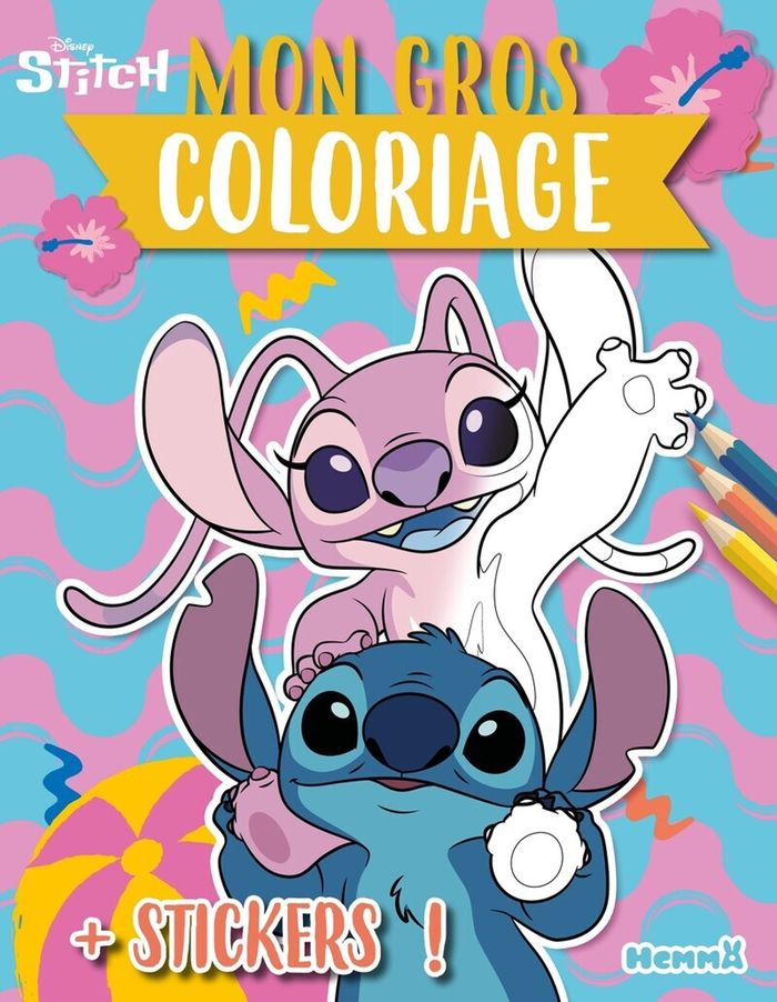 Couverture du livre « DISNEY STITCH - MON GROS COLORIAGE + STICKERS ! (ANGEL SUR LES EPAULES DE STITCH) » de Collectif, librairie Les Contes Infusés à Corte