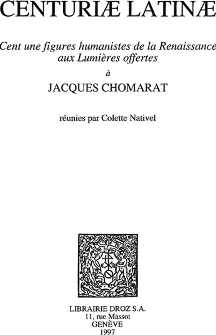 Couverture du livre « CENTURIAE LATINAE » de Xxx, librairie Les Contes Infusés à Corte