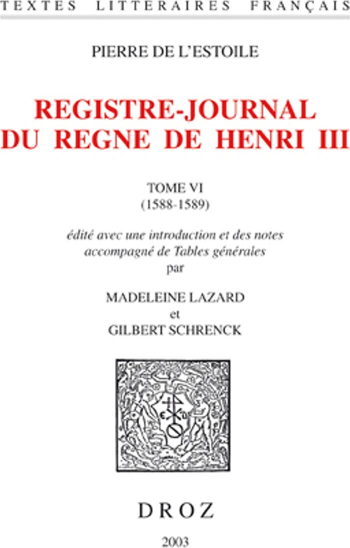 Couverture du livre « REGISTRE-JOURNAL DU REGNE DE HENRI III », librairie Les Contes Infusés à Corte