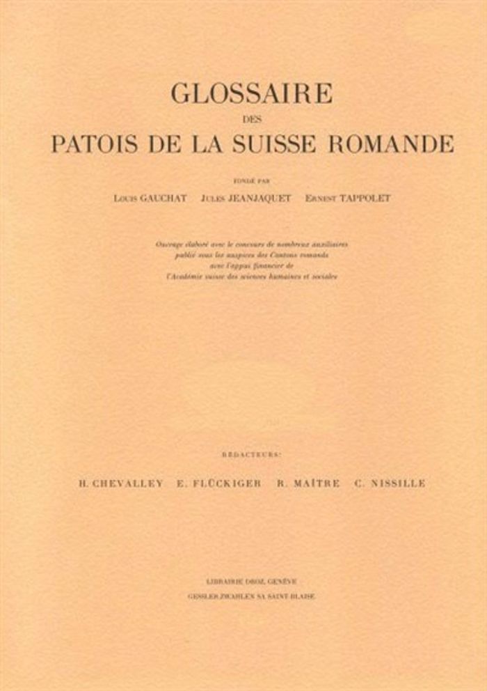 Couverture du livre « GLOSSAIRE DES PATOIS DE LA SUISSE ROMANDE, TOME VIII, FASCICULE 119 (PAGES 561-616): GOVA-GRAND », librairie Les Contes Infusés à Corte