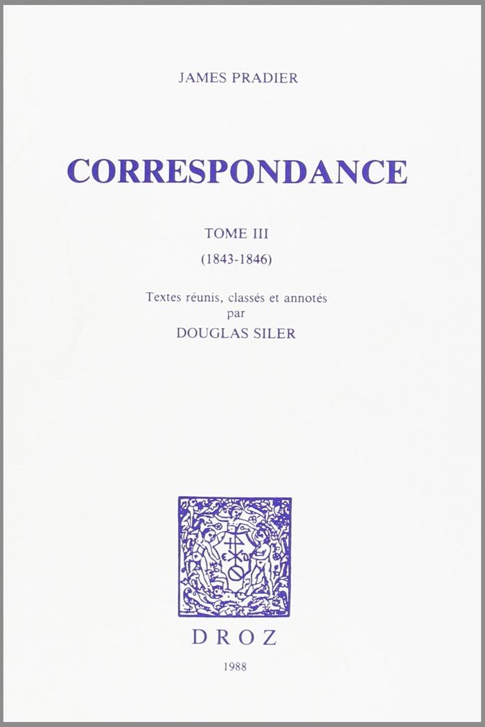 Couverture du livre « CORRESPONDANCE » de James Pradier, librairie Les Contes Infusés à Corte