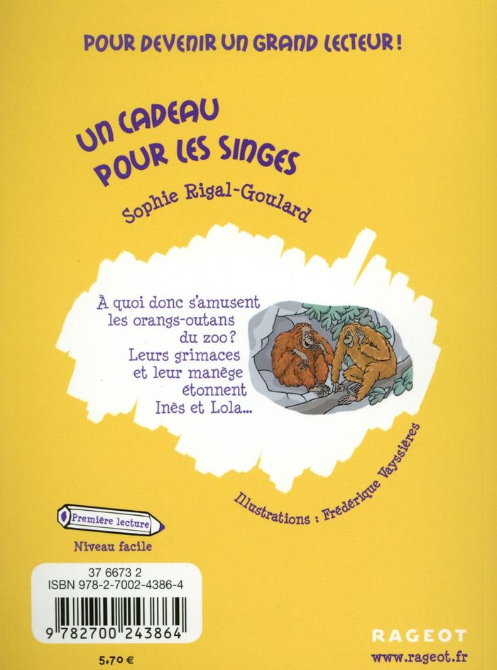 Quatrième de couverture de « Un cadeau pour les singes »