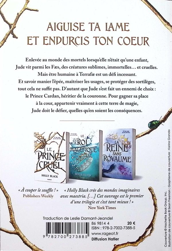 Quatrième de couverture de « LE PEUPLE DE L'AIR - T01 - LE PRINCE CRUEL »