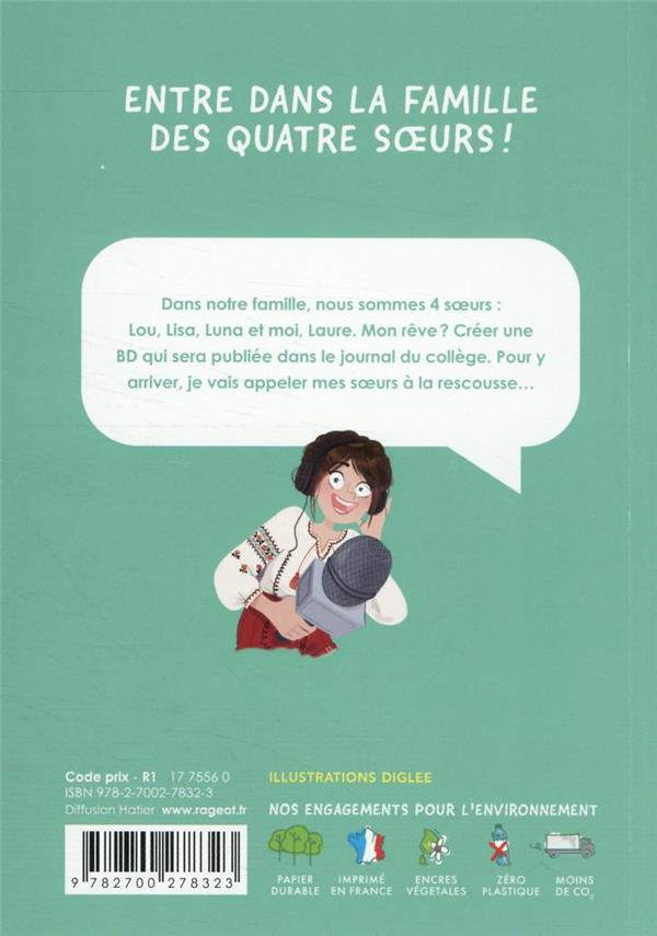 Quatrième de couverture de « 4 soeurs en direct du collège »