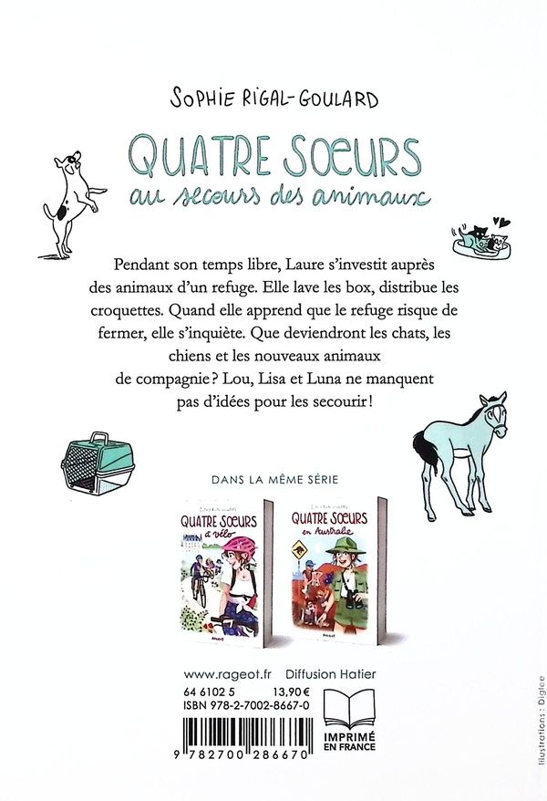 Quatrième de couverture de « Quatre soeurs au secours des animaux »