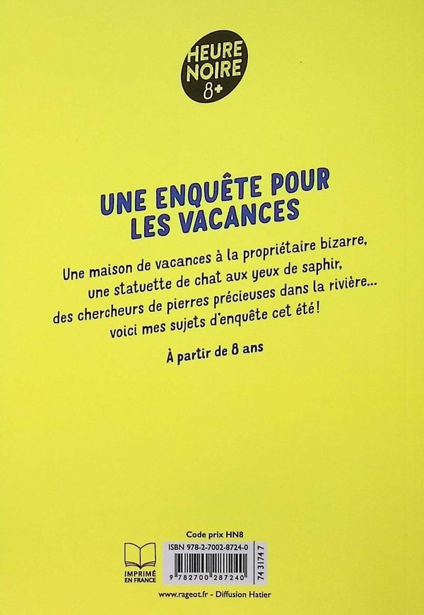 Quatrième de couverture de « Une enquête pour les vacances »