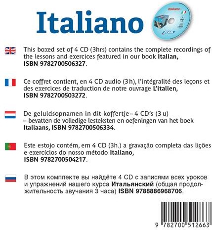 Quatrième de couverture de « ITALIANO (CD AUDIO ITALIEN) »