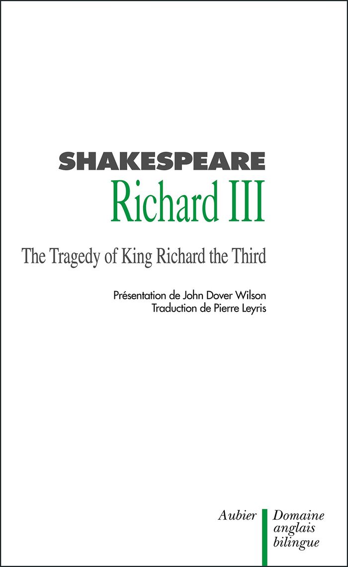 Couverture du livre « RICHARD III, BILINGUE ANGLAIS-FRANCAIS » de William Shakespeare, librairie Les Contes Infusés à Corte