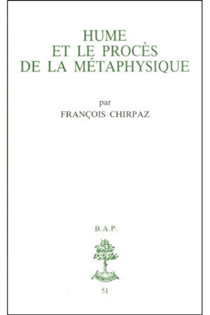 Couverture du livre « BAP N51 - HUME ET LE PROCES DE LA METAPHYSIQUE », librairie Les Contes Infusés à Corte