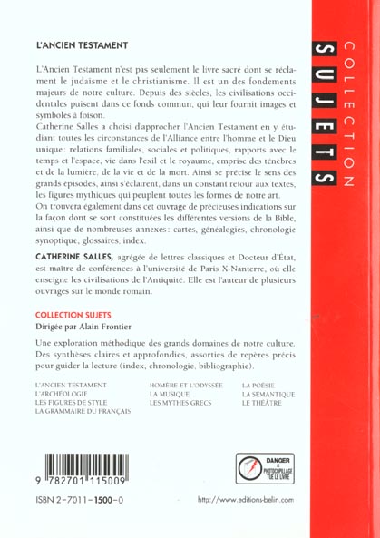 Quatrième de couverture de « L'ANCIEN TESTAMENT »