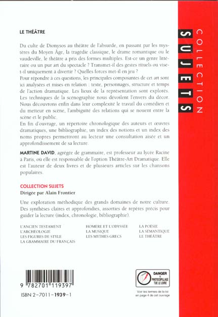 Quatrième de couverture de « LE THEATRE »