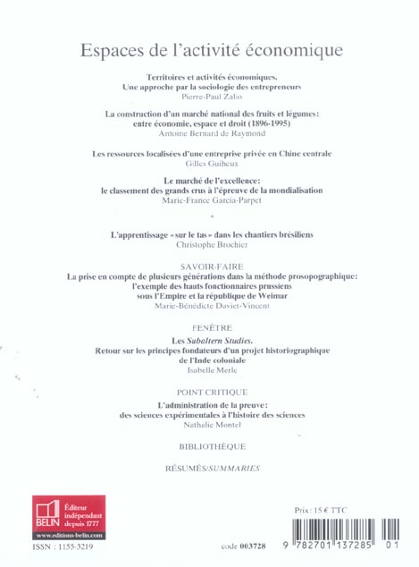 Quatrième de couverture de « GENESES N 56 - ESPACES DE L'ACTIVITE ECONOMIQUE »