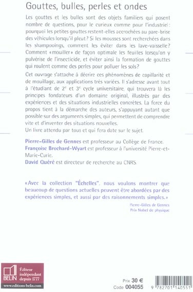 Quatrième de couverture de « GOUTTES, BULLES, PERLES ET ONDES »