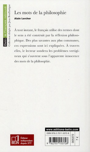 Quatrième de couverture de « LES MOTS DE LA PHILOSOPHIE »