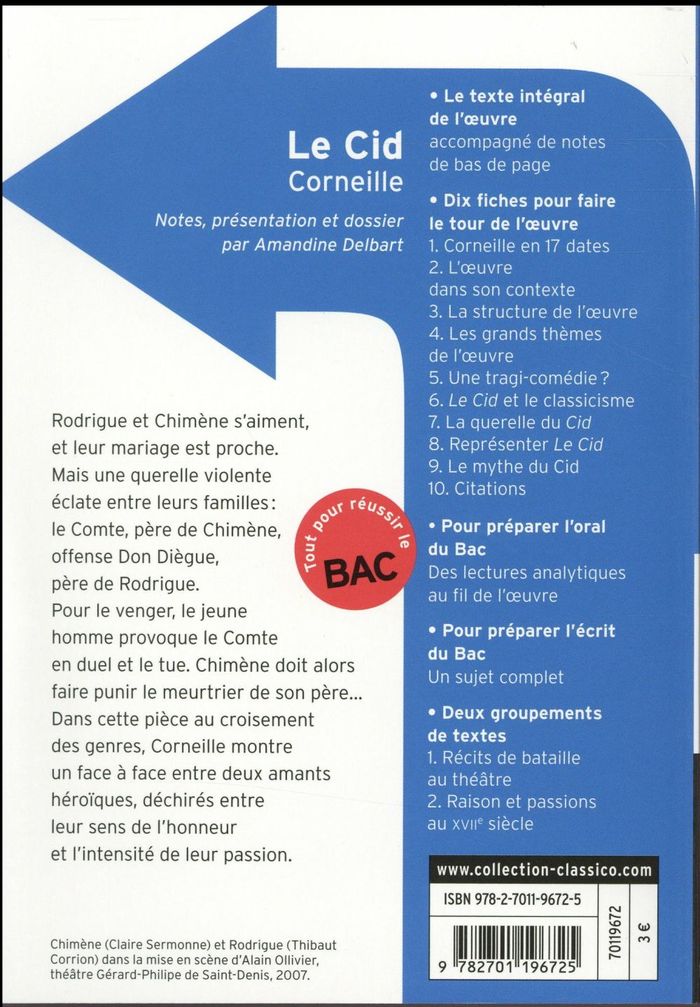 Quatrième de couverture de « Le Cid »