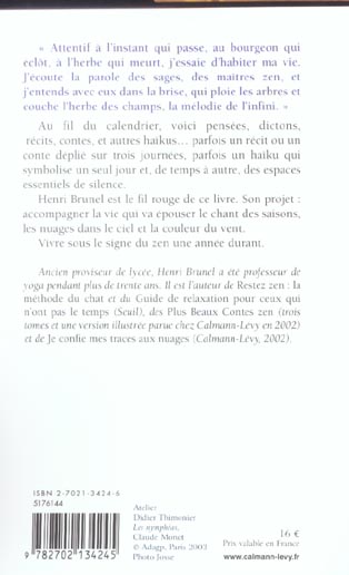 Quatrième de couverture de « L'ANNEE ZEN »