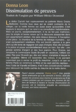 Quatrième de couverture de « Dissimulation de preuves : roman »