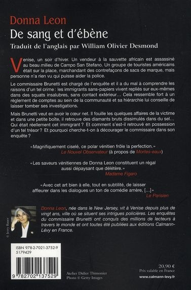 Quatrième de couverture de « De sang et d'ébène »